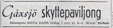 gåxsjö skyttepaviljong 1949 annons